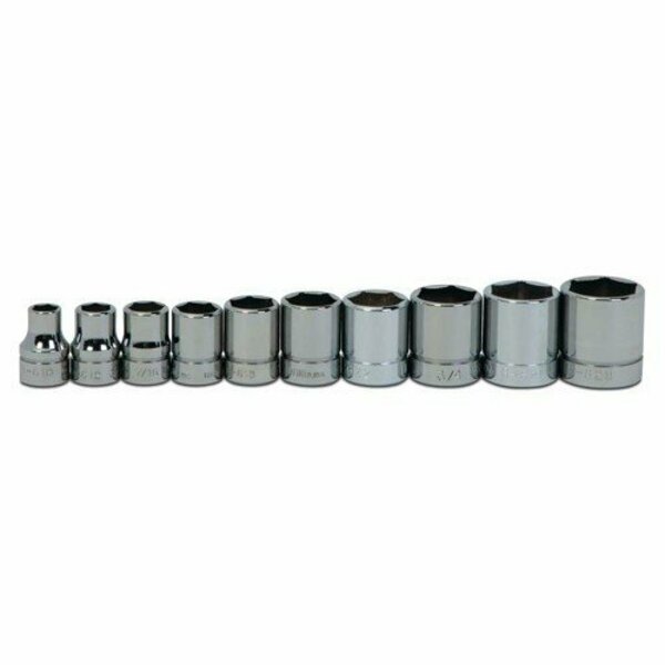 Williams Socket Set, 10 Pieces, 3/8 Inch Dr, Shallow, 3/8 Inch Size JHWWSB-10HRC